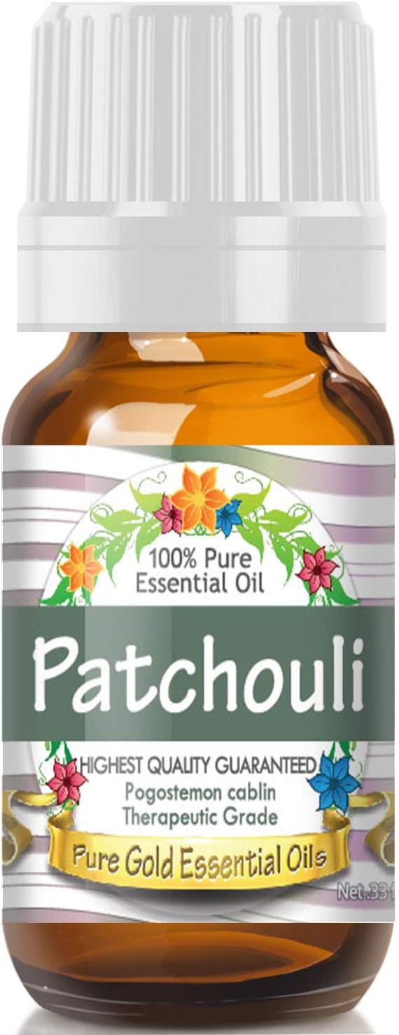 Pure Gold Patchouli Essential Oil, 0.33 Fl Oz (Pack of 1) – Patchouli Oil for Diffusers, Candles, DIY Blends, and Home Fragrance