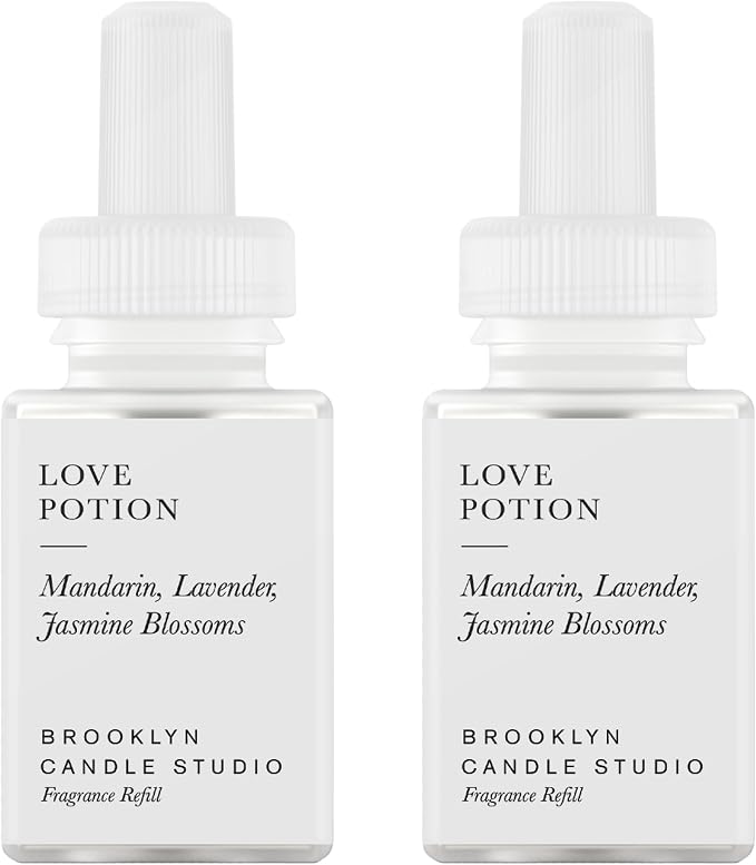 Pura & Brooklyn Candle Studio Home Scent Refill - Smart Home Air Diffuser - Up to 120-Hours of Luxury Fragrance per Refill - Home Essential - Clean & Safe Diffuser Fragrance - 2 Pack, Love Potion