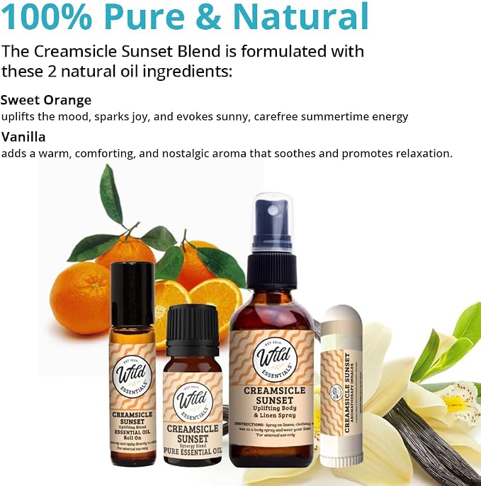 Wild Essentials Creamsicle Sunset 100% Pure Essential Oil Synergy Blend 2 Pack, 10ml, Therapeutic Grade, Use for Mood Boost, Motivation, Happiness, Optimism, Made and Bottled in The USA