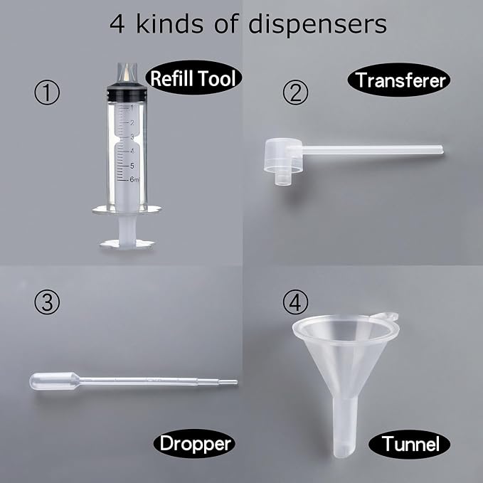 2 Pack 30ml 50ml Clear Empty Glass Spray Bottles，Refillable Empty Atomizer Perfume Bottles，Atomizer Spray Bottle With 4 kinds of perfume dispenser (50ml Silver cap and 30ml Silver cap)