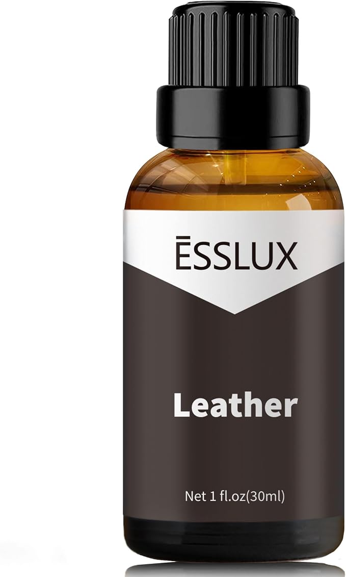 Leather Fragrance Oil - ESSLUX Aromatherapy Essential Scented Oils for Diffuser, Massage, Soap, Candle Making Scents, Perfume, Home Fragrance, 30 ml