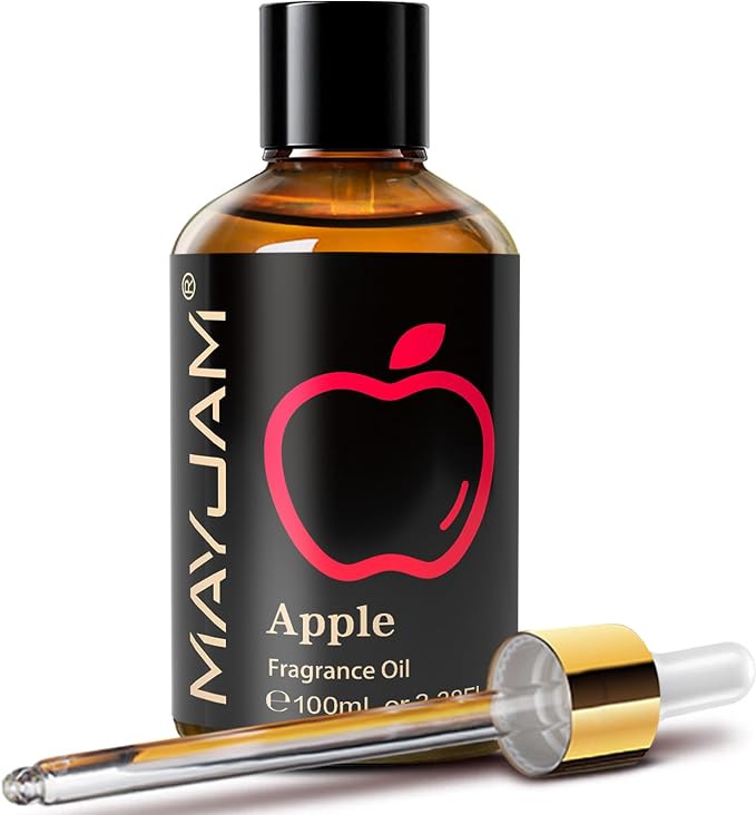 MAYJAM 100ML/3.38FL.OZ Apple Fragrance Oils with Glass Dropper, Essential Oils for Diffusers for Home, Long Lasting Scented Oils for Diffusers Soap Candle Making