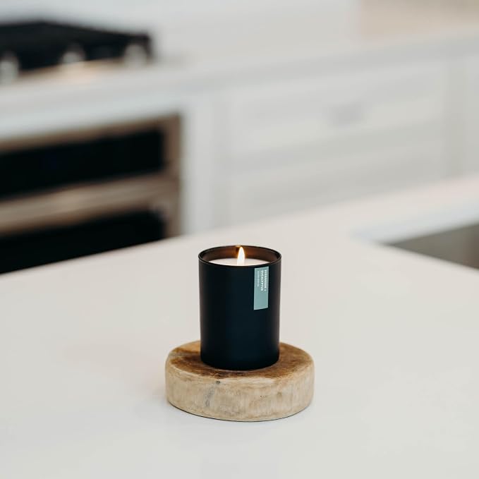 Calyan Wax Co. Evergreen & Eucalyptus Scented Candle - 75 Hour Burn - Luxury Clean Soy Wax Candles - Long Lasting Black Tumbler Jar Candle for Home - 10.2oz