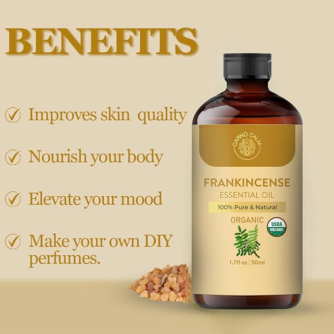 Frankincense Essential Oil | USDA Certified Organic Frankincense Oil | Woody and Earthy Aroma |1.7 fl. Oz