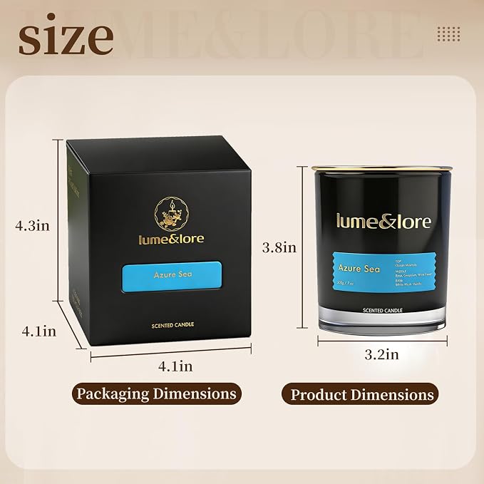 Azure Sea Scented Candle - 7oz Natural Soy Wax, Ocean Elements Aroma - Your Go-to Gift for Stress Relief & Odor Control