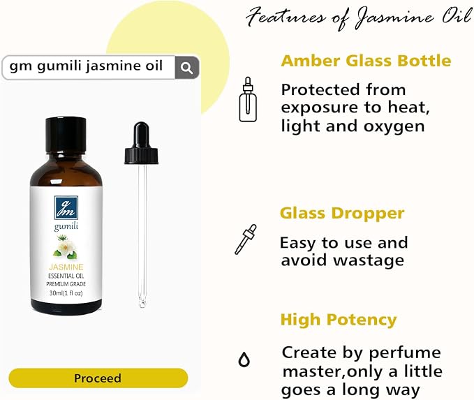 GM Gumili Neroli Essential Oil and Jasmine Essential Oil for Diffuser Perfume Candle Soap Making - 2 Oz, Pack of 2