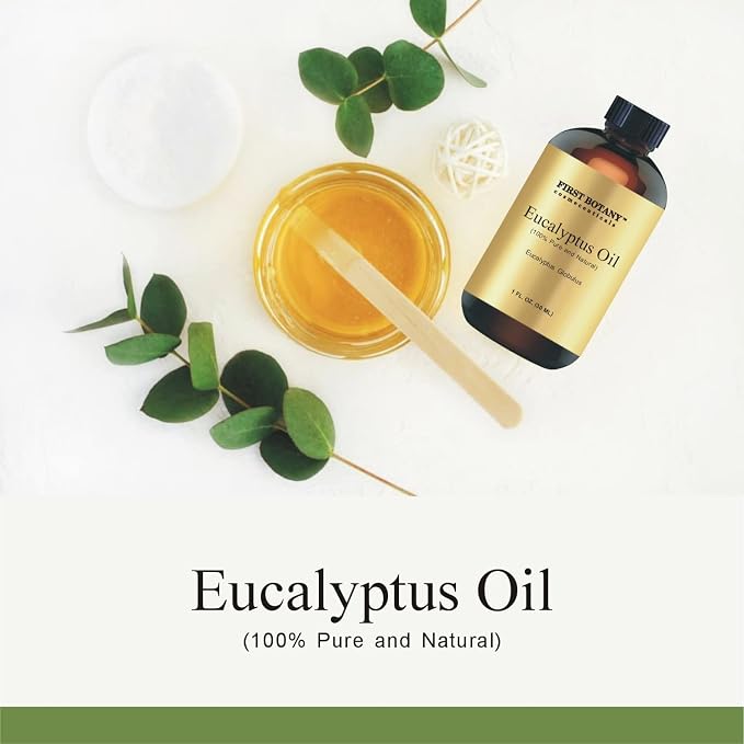 First Botany, 100% Pure Eucalyptus Oil - Premium Eucalyptus Essential Oil for Aromatherapy, Massage, Topical & Household Uses - 1 fl oz