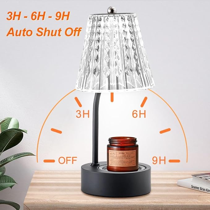 Crystal Candle Warmer Lamp, 7 Color Changing Lights, Electric Wax Melt Warmer with Timer & Dimmer, Flameless Fragrance Lamp for Large Jar Candles, Home Decor Gift Women