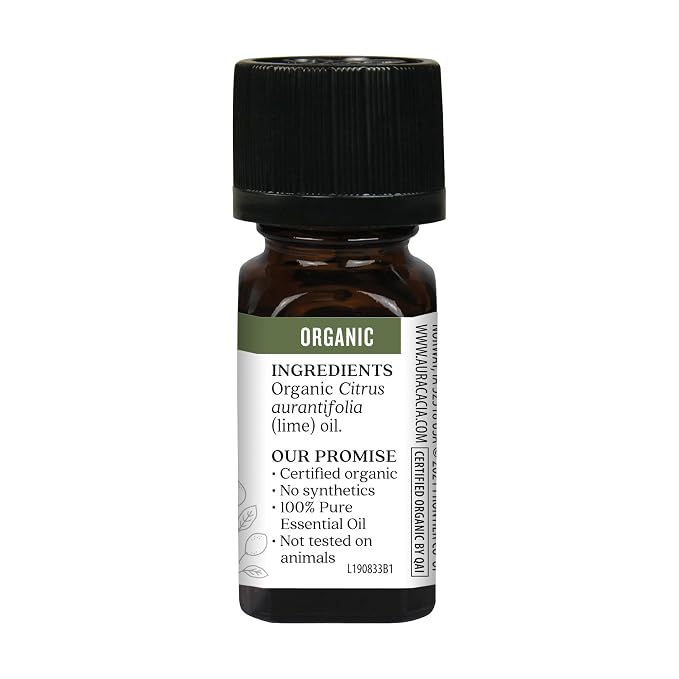 Aura Cacia Organic Distilled Lime Essential Oil, 100% Pure Citrus Aurantifolia Oil - Aromatherapy for Body Care, DIY Blends | 0.25 Fl Oz (Pack of 1)