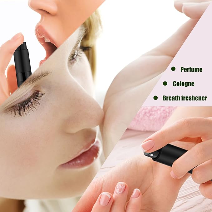 2 PCS/8ml Portable Mini Perfume Atomizer bottles, Empty Refillable Spray Bottle with 3 Types of Refill Tools, Pocket Travel Perfume Sample Bottles(Matte Black&Pink)