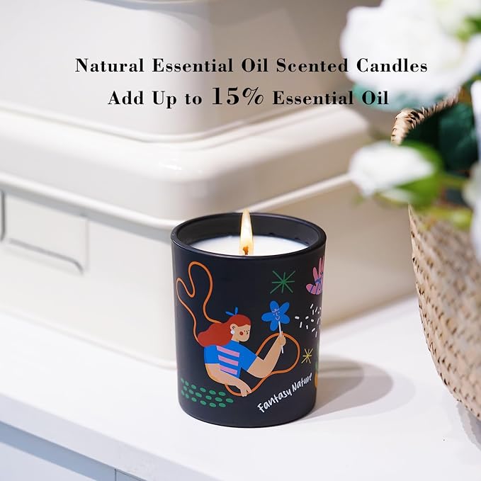 Lamron Tomato Leaf Scented Candle - Fresh Garden Vine Aroma for Kitchen, Odor Eliminator, 7.1oz Natural Coconut Soy Wax, Unique Cute Birthday Gifts