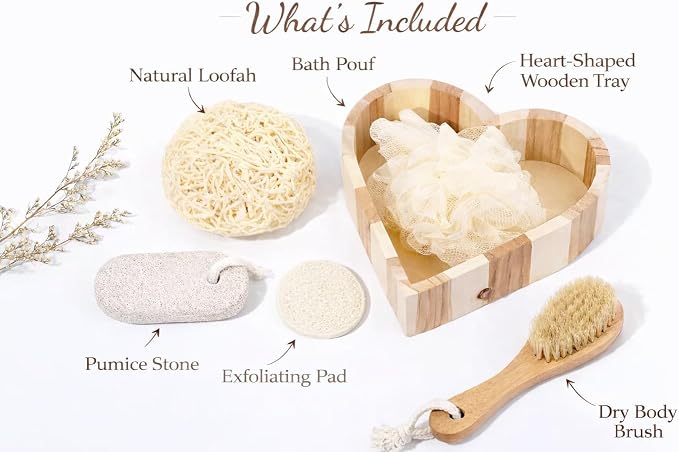 Essentials Spa Gift Set for Women, Heart Shaped Self Care Gift, Relaxation Bath Kit, Gift Ready Box, Mothers Day Gift for Mom
