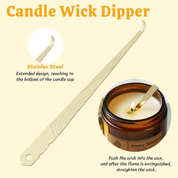 Premium 4 in 1 Candle Accessory Set - Candle Wick Trimmer, Snuffer, Wick Dipper and Tray, Care Kit for Candle Lover, Perfectly Trimmed Wicks (Gold)