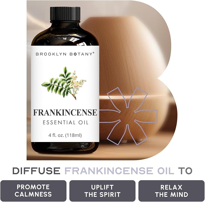 Brooklyn Botany Peppermint & Frankincense Essential Oils – 4 Fl Oz (Pack of 2) – 100% Pure & Natural – Clarity & Calm Aromatherapy Blend