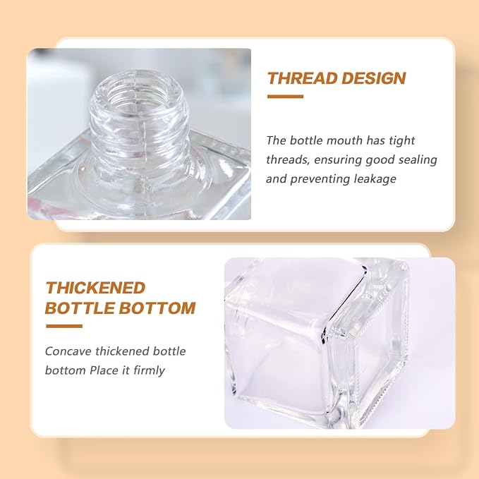 50ml/1.7oz Empty Reed Diffuser Glass Bottles, Refillable Fragrance Diffuser Bottle with Wooden Caps, DIY Home Aroma Scent Diffuser Container for Custom Fragrance Making