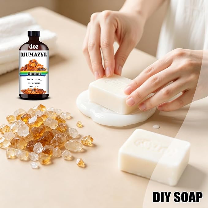 Amber Essential Oil, Amber Oil 4 Fl Oz 120ML for Diffuser Humidifier Yoga Cleaning DIY Candle Soap Making MUMAZYL Essential Oils
