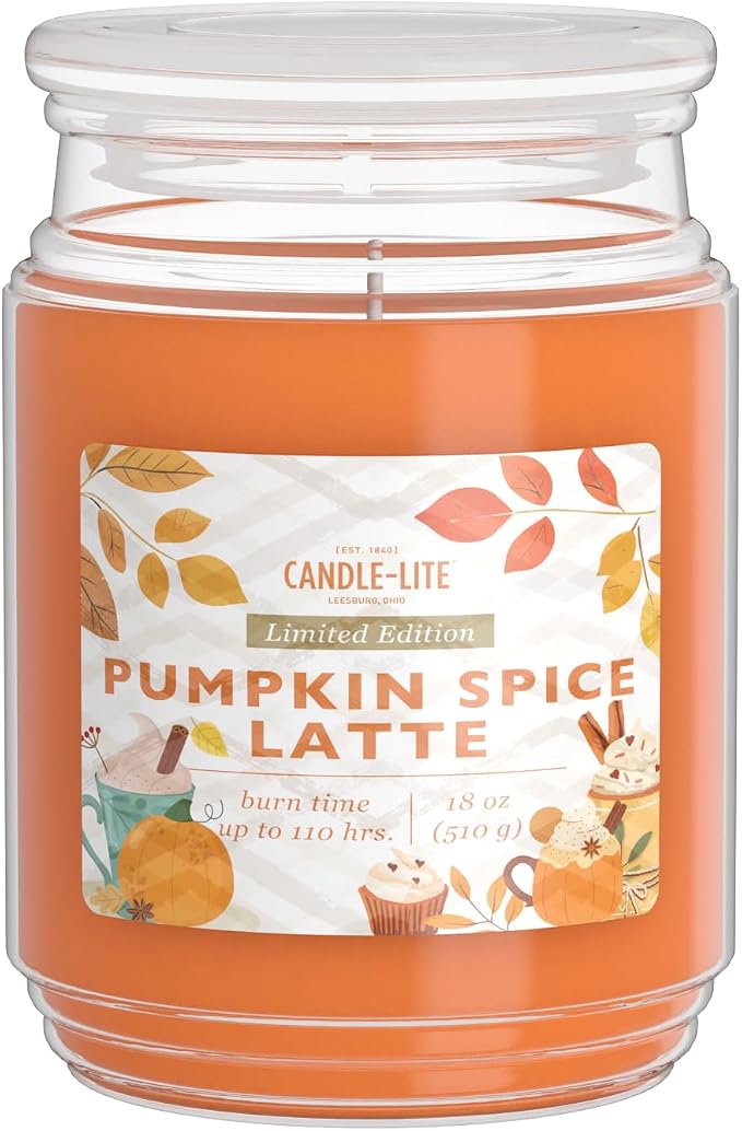 Candle-lite Halloween Scented Candles, Pumpkin Accord with Buttercream, 18 oz Jar, 110 Hour Burn, Fall Scented Candle for Home Decor, Single-Wick, Proudly Poured in USA, Halloween Candle Decoration