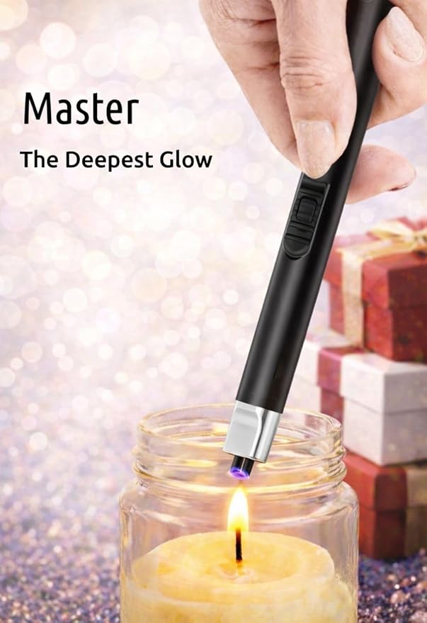 REIDEA Electric Lighter S4 Candle Lighter USB Rechargeable with Safety Switch, Flameless Portable Fast Heat Windproof Plasma Electronic Lighters, Perfect for Home Cooking BBQ Camping Stove Fireworks