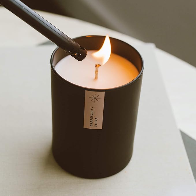 Calyan Wax Co. Grapefruit & Flora Scented Candle - 75 Hour Burn - Luxury Clean Soy Wax Candles - Long Lasting Black Tumbler Jar Candle for Home - 10.2oz