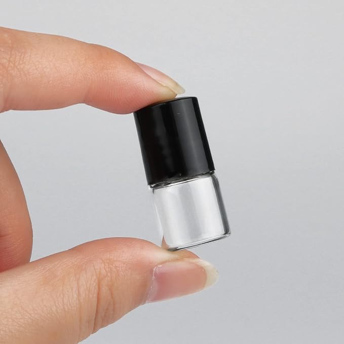 Wresty 25 Pcs Clear Glass Mini Roll On Bottles Empty Essential Oil Roller Ball Bottles Perfume Lip Blam Cosmetic Sample Vials Roller Glass Bottles Container With Black Cap (1ml)