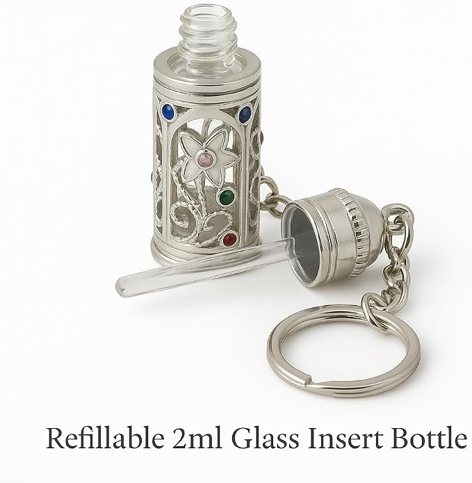 Anointing Oil Bottles 5ml- Refilable Anointing Oil Bottle Keychain - Travel Size Container with Applicator