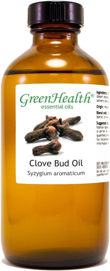 Clove Essential Oil - 8 fl oz Amber Glass Bottle w/Cap (100% Pure & Uncut) - GreenHealth (Clove Bud)
