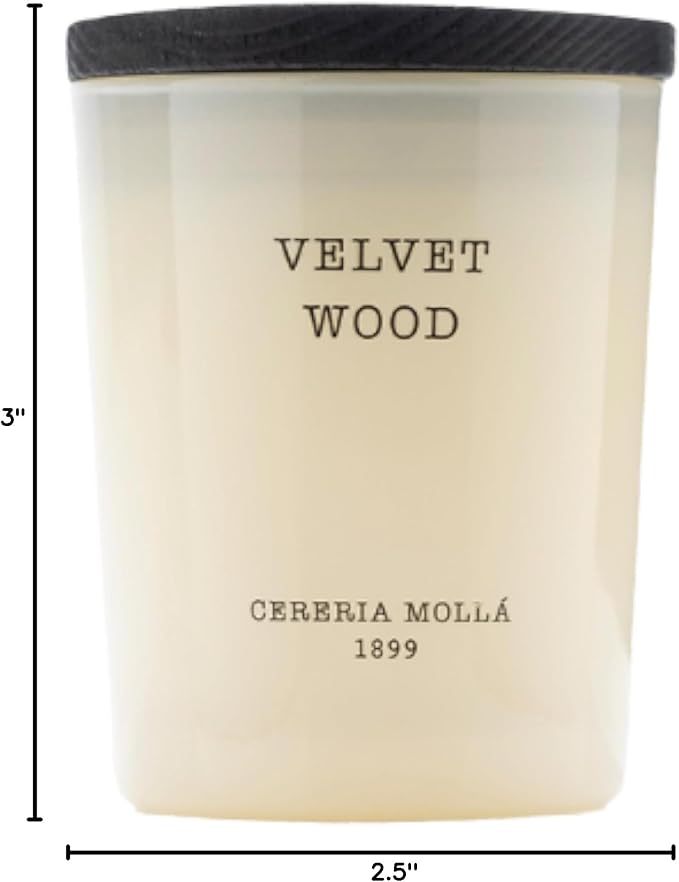 Cereria Molla Scented Candle Travel Size 2.4 oz - Luxury Home Fragrances - Handmade EU (Velvet Wood)