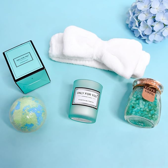 Self Care Gifts Baskets Women, 16PCS Get Well Soon Gift Box Relaxing Spa Set Care Package for Birthday, Valentines Day, Mothers Day, Christmas Gifts for Mom Girlfriend Sister Wife Grandma (Blue)