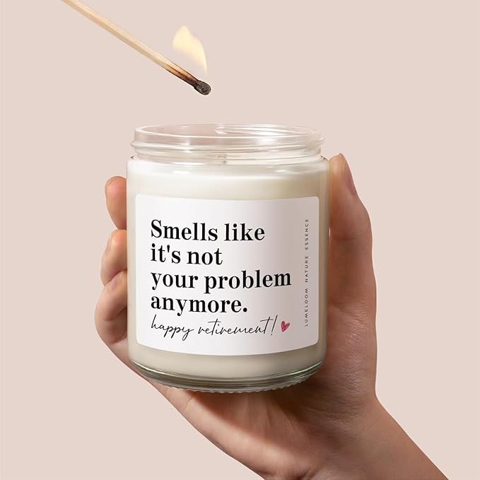 LUMELOOM Retirement Gift for Woman, Men - 9oz Lavender Scented Soy Wax Candle- Best 2026 Retired Gifts for Women, Men, Friends, Coworker, Teacher, Funny Retirement Candle Decoration