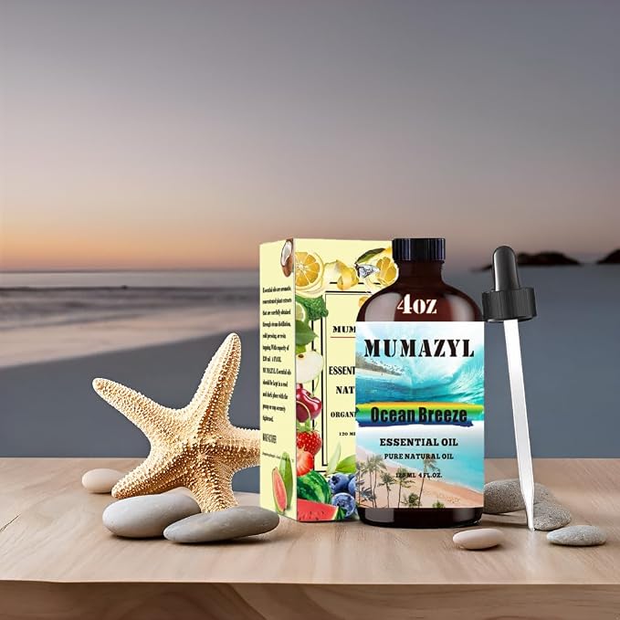 Ocean Breeze Essential Oil, Ocean Breeze Oil 4 Fl Oz 120ML for Diffuser Humidifier Yoga Cleaning DIY Candle Soap Making MUMAZYL Essential Oils