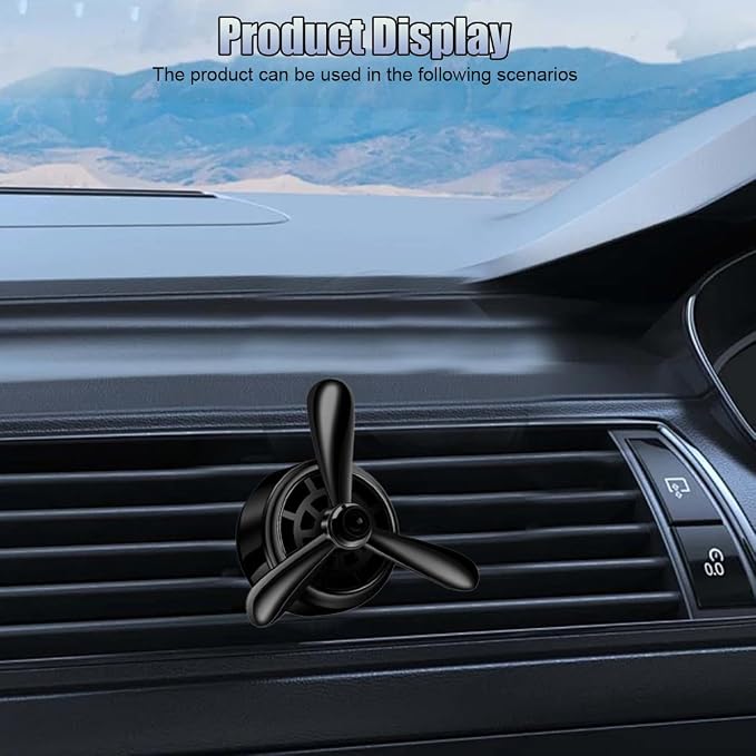 Car Air Condition Outlet Clip, Stylish Propeller Dashboard Air Vent Trim Clips, Air-Driven Diffuser, Creative Automotive Interior Decoration Accessories for Women Men (Black, 1PC)