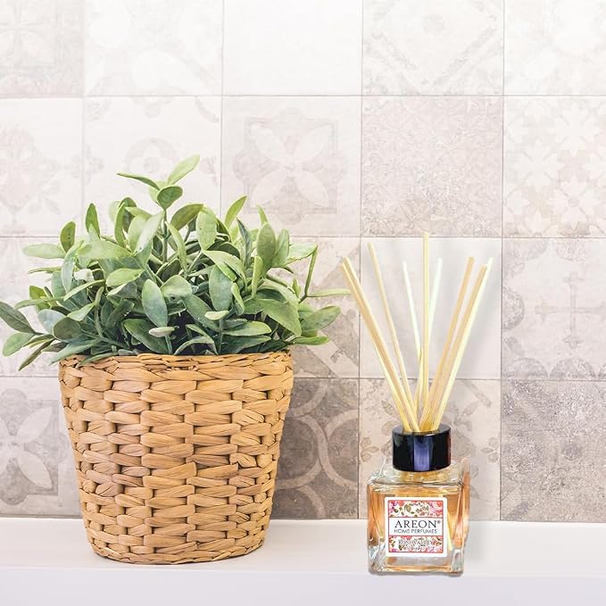 Areon Home Luxury Perfume Reed Diffuser + 10 Rattan Reeds, Rose Valley 50 ml