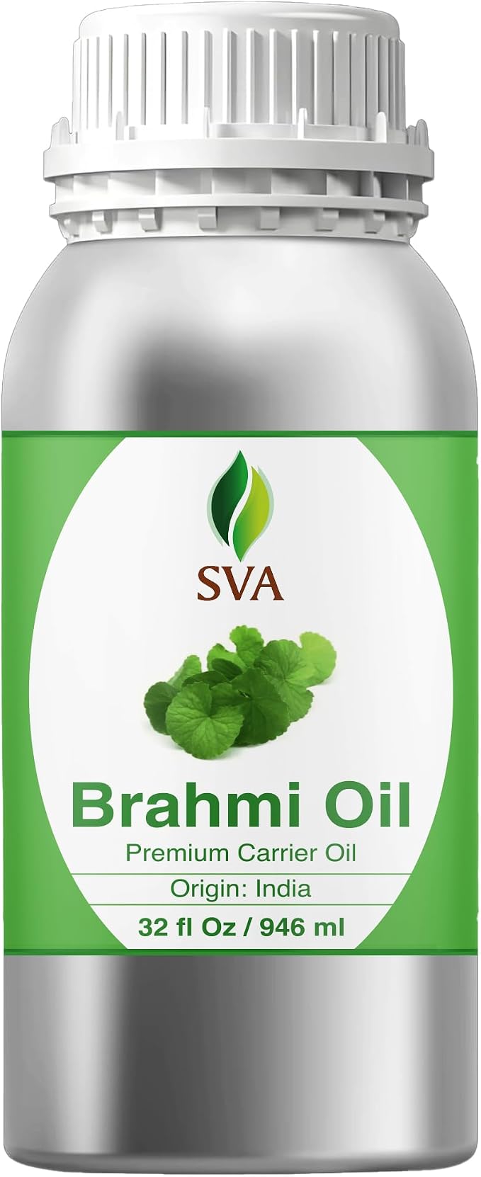 SVA Brahmi Oil - 32 Fl Oz – 100% Natural Cold Pressed Brahmi Oil - for Face, Skin Care, Hair Care, Scalp Massage & Body Massage – Carrier Oil