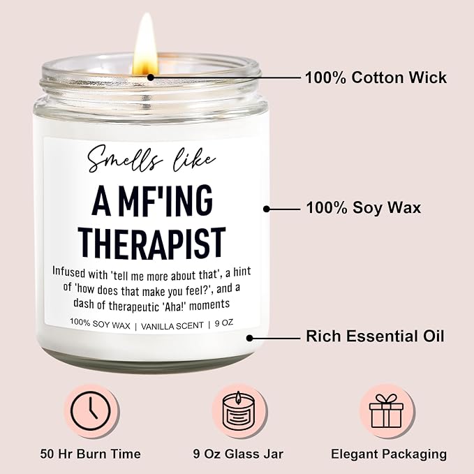 Younift Funny Scented Candle, Therapist Gifts, Therapy Office Decor & Must Haves, Occupational Therapy Gifts, Mental Health, Psychology Graduation, Therapist Appreciation Presents, Psychologist