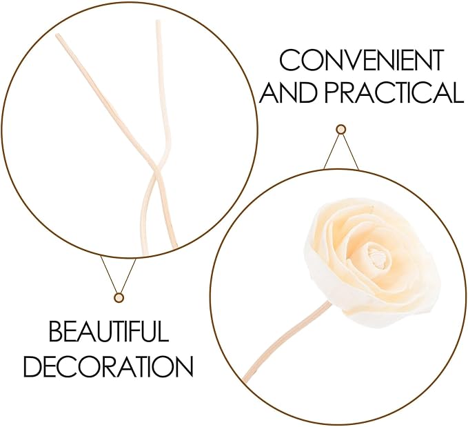 KALLORY Rattan Reed Diffuser Flowers 2pcs Set with Wood Aromatic Flower Replacement for Home Fragrance Decoration Essential Oil Diffuser for Living Room and Bedroom