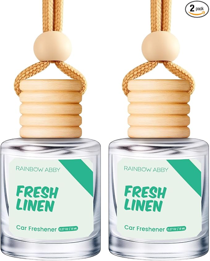 RAINBOW ABBY Car Air Freshener Hanging, Fresh Linen Fragrance Oil