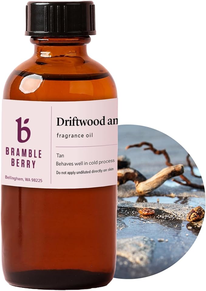 Bramble Berry Driftwood and Amber Fragrance Oil 2 oz | Woodsy Floral Scent with Musk, Rose & Sandalwood for Soap Making, Candles, Bath Bombs & Lotion | Skin Safe, Vegan, Paraben & Phthalate Free