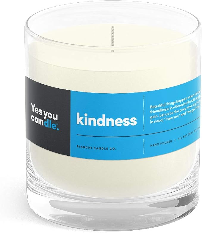 YES YOU CANDLE - Kindness, Inspirational 8oz Highly-Scented Soy Candle, Made in USA, Great Message, Pure Essential Oils, Aromatherapy, 100% Pure, Bergamot & Eucalyptus