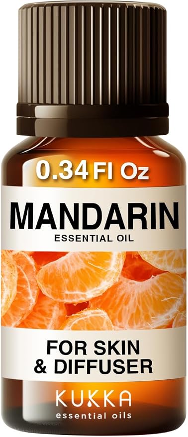 100% Pure Mandarin Oil - 0.34 Fl Oz Mandarin Essential Oil for Hair, Skin, Diffuser, Aromatherapy & DIY Soap Making Scent