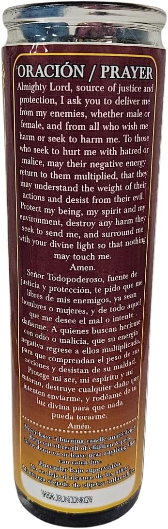 Reversible Ritual Candle – Prepared Spiritual Candle with Prayer – Red & Black Dual-Action Protection & Reversal Veladora – Hoodoo & Conjure Ritual Supply for Cleansing, Protection & Return Intent