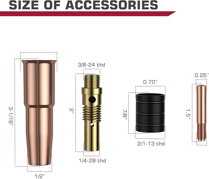 ARCCAPTAIN for Lincoln Weld Part Magnum 200/250 Tweco #2 parts .035" Contact Tip Nozzle Diffuser MIG Welding Gun Accessory Kit for Lincoln Magnum 200/250 Tweco #2 (.035" Accessory Kit)