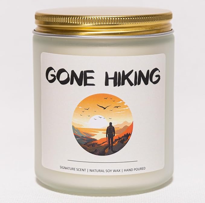 Sandalwood Soy Wax Candle, 7OZ - Hiking Gifts, Unique Hiker Gifts for Men & Women, Gift for Hiker, Hiking Gift Ideas, Gone Hiking