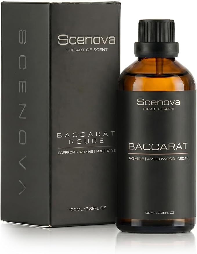 Baccarat Diffuser Oil, IFRA Certified Max Concentration, Aromatherapy, Inspired by Baccarat Rouge 540, Sandalwood, Bergamont, Jasmine,100ml 3.3 Fl. Oz. Non GMO, Kid and Pet Safe.