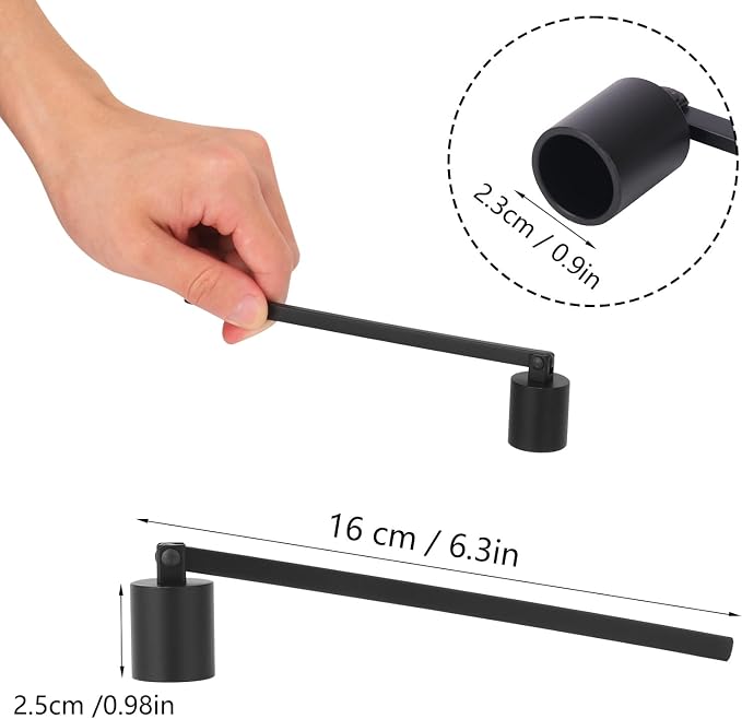 6 Pack Black Candle Snuffer Vintage, Premium Stainless Steel Wick Flame Extinguisher, 6.3 Inch Long Handle, Elegant Design for Scented Candles, Perfect Candle Accessory for Candle Lovers
