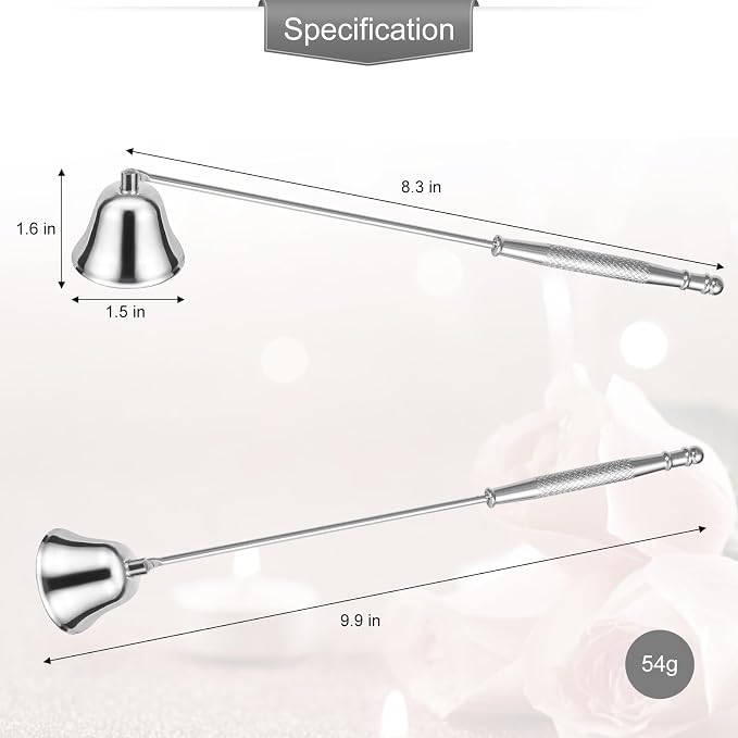 Candle Extinguisher with Long Handle, Metal Wick Snuffer Candle Snuffer Accessory with Long Handle for Scented Candle, Aromatherapy Candles for Putting Out Candles Flame (Silver)