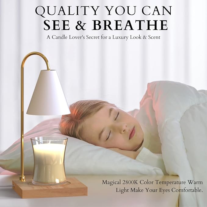 Cozyberry® Candle Warmer Lamp, Timer, Compatible with Yankee Candle Large Jar, Candle Lamp, Dimmable Candle Melter for Scented Candle, Wax Melt, Small & Large Size Jar Candles (Wood White, Timer)