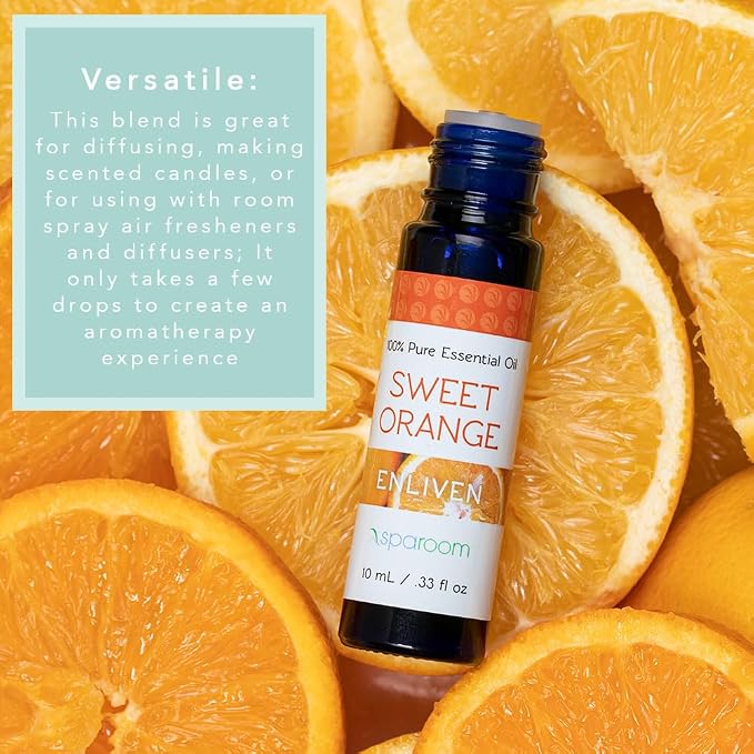 SpaRoom Aromatherapy 100% Pure Essential Oils for Diffusers and Air Freshners, Enliven Sweet Orange, 10 mL