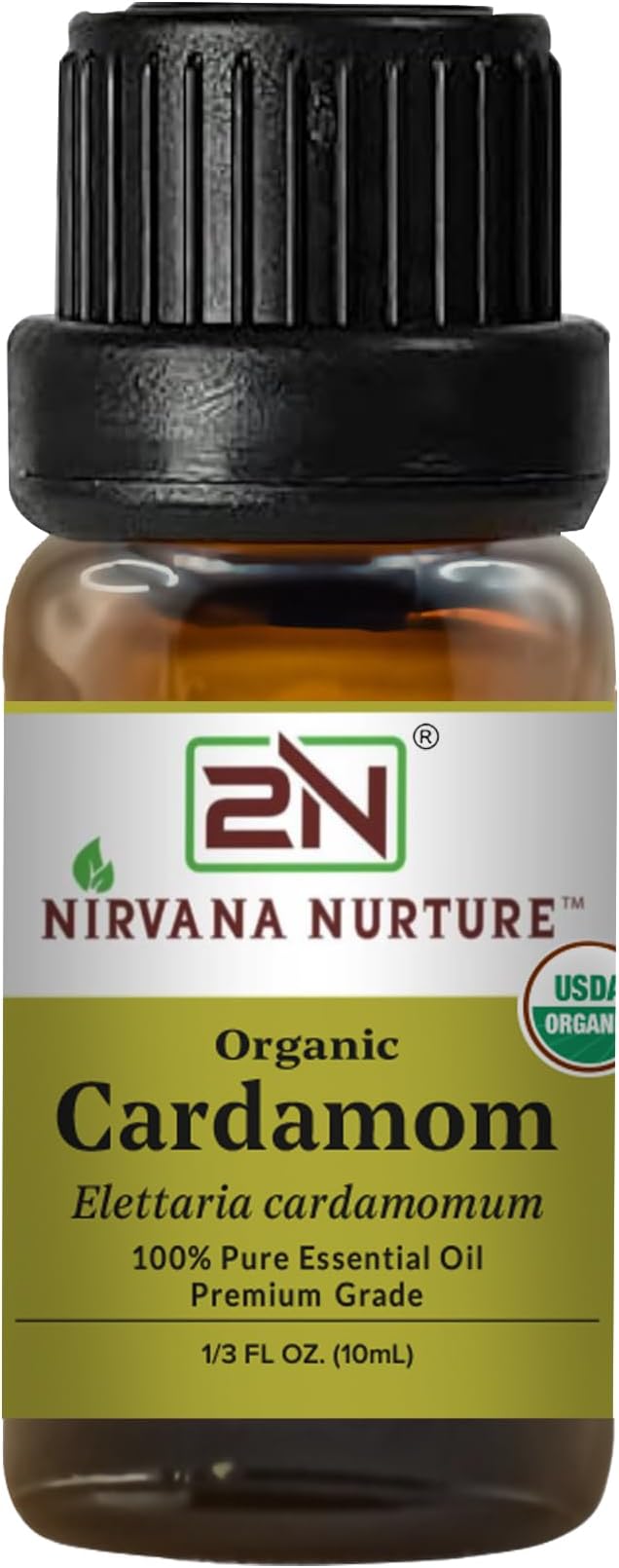 Cardamom Essential Oil, USDA Certified Organic, 100% Pure Undiluted, Aromatherapy Oil for Diffuser, Hair & Skin Care