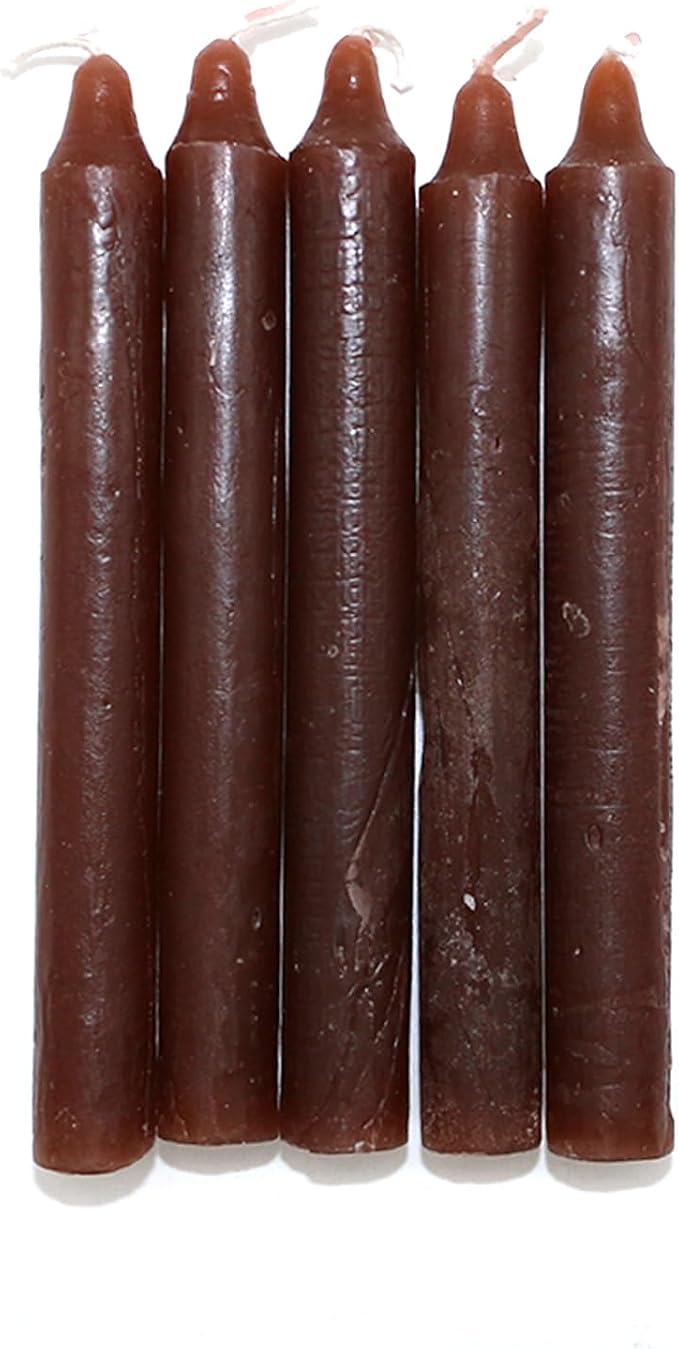 SOUL STICKS 4" Scented Ritual Candles Chime Taper Premium Candles 20 pcs for Rituals, Ceremonies, Meditation, Altar and Spells (Brown/Cedarwood)