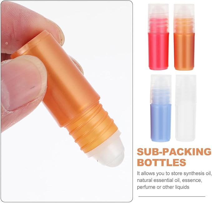 Healeved 20pcs 3ml Refillable Plastic Essential Oil Roll-on Bottles with Roller Balls for DIY Aromatherapy and Perfume, Portable Travel-friendly Empty Roller Bottles Kit Random Color